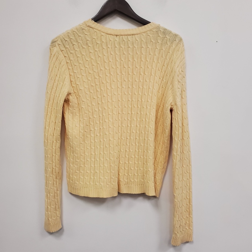 Karen Scott Womens Butter Yellow Cable Knit 100% Cotton‎ Sweater Size M Tennis - Picture 2 of 11